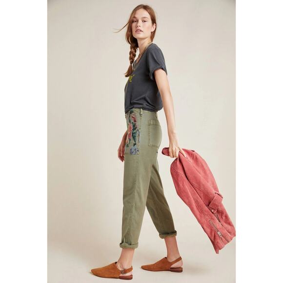 ANTHROPOLOGIE Relaxed Embroidered Trouser Size 29 - Picture 4 of 9